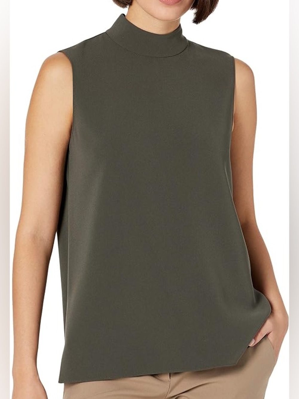 Theory Cascade Top with Pull On Treeca Pant in Green Slate Classic Crepe size